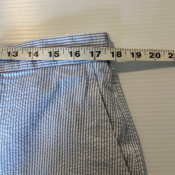 Lands End High Rise Seersucker Shorts Mens 35 Flat Front Stretch Waist Chino - Picture 10 of 12